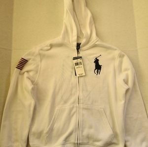 Ralph Lauren Polo Hoodie White Number 3 Size M 10-12